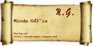 Minda Géza névjegykártya