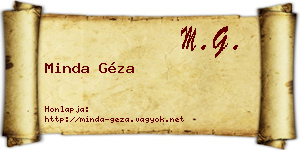Minda Géza névjegykártya